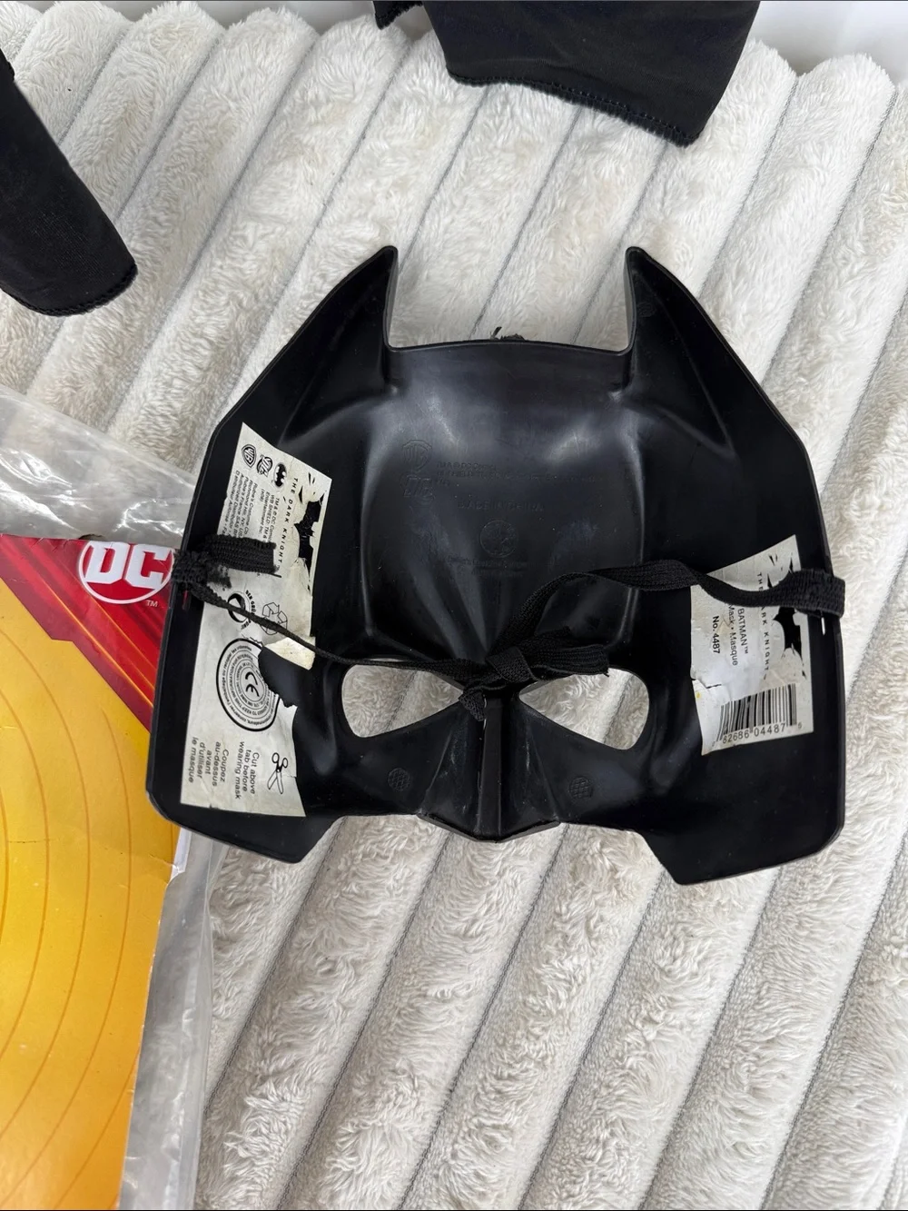 DC Boys Black Batman Costume with Yellow Emblem and Cape